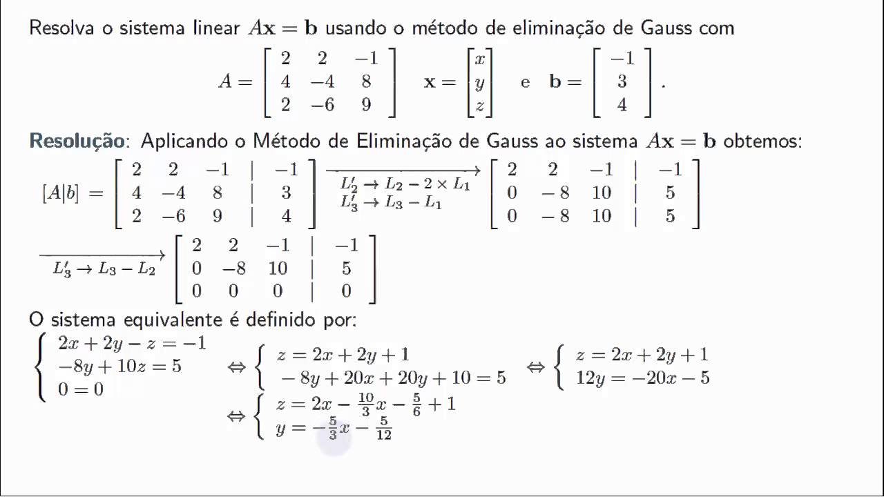 Resolução de sistema pelo método de eliminação de Gauss 2