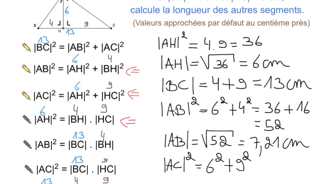 4.7.2 Les relations métriques dans le triangle rectangle Applications