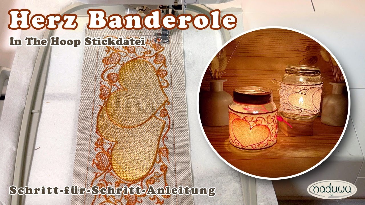 ITH Stickdatei Herz Banderole, Geschenk und Deko (nicht nur) f&uuml;r den Valentinstag