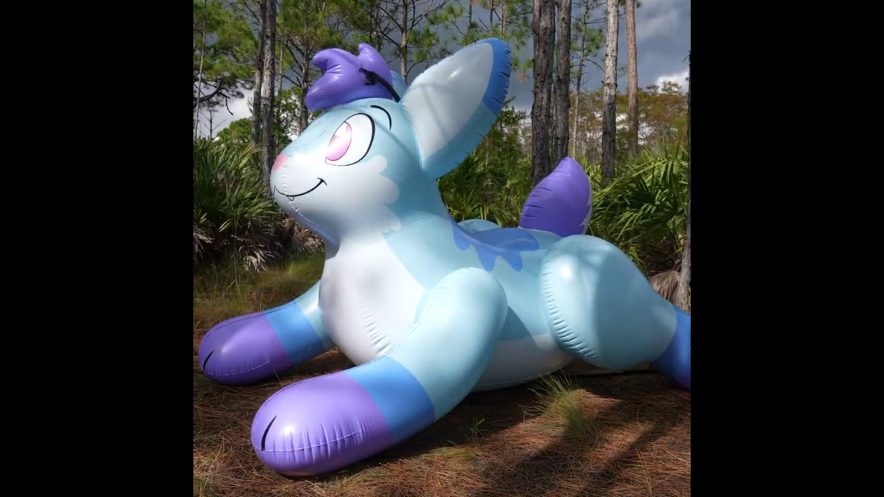 Giant Blue Bunny Fox Ride-On Pool Toy from Inflatable World
