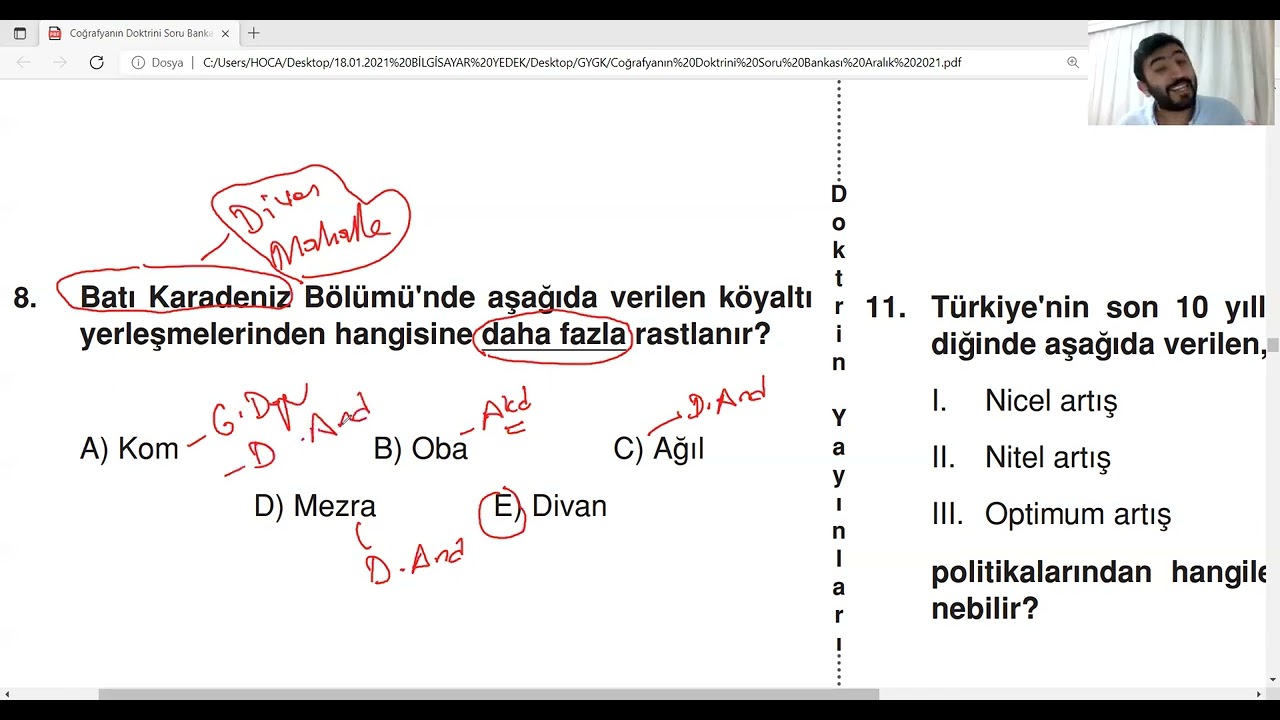 Türkiye'de Nüfus ve Yerleşme Test 3 Çözümü 🎯 🌦️ 🌏 ( Coğrafyanın Doktrini Soru Bankası )