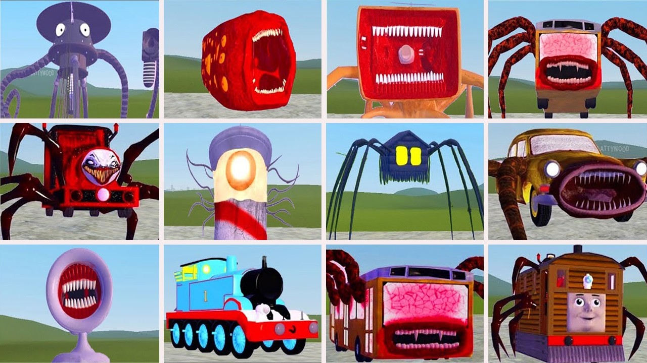 Monster Battle: HOUSE HEAD, LIGHTHOUSE,BUS EATER,MEGAHORN, CAR EATER,TRAIN EATER,SIREN HEAD (GMOD)3