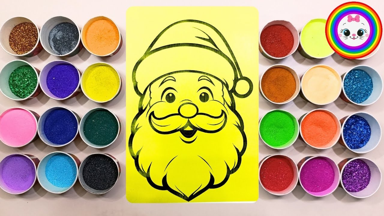 Sand Painting Coloring Santa Claus For Kids And Toddlers || Santa Claus Face Sand Art