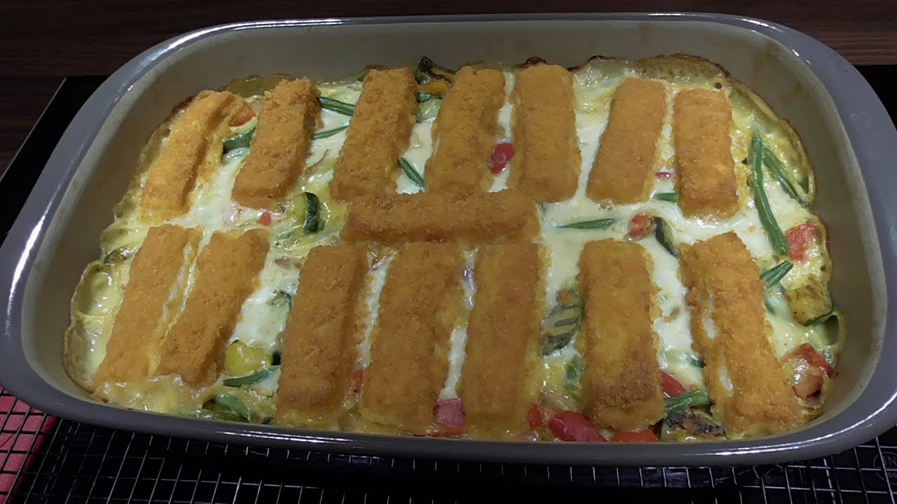 Auflauf mit Fischstäbchen,Gemüse und Reis   Thermomix® TM5