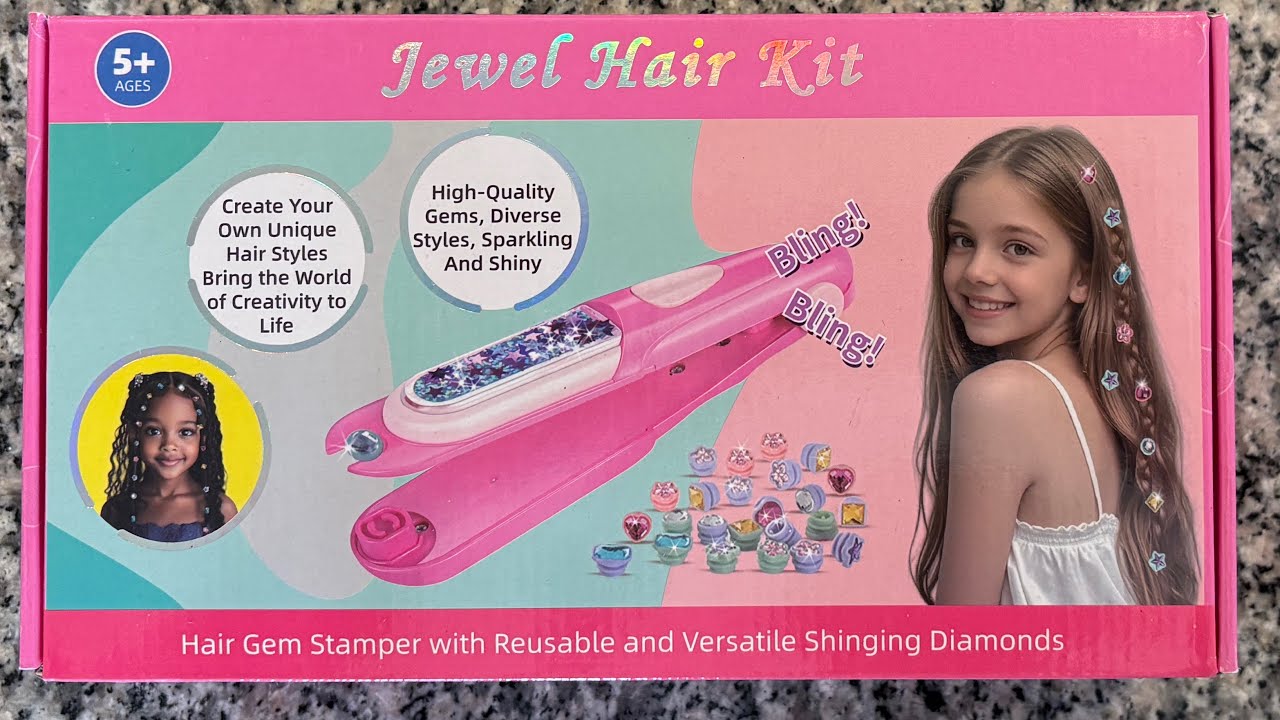 Hair Gem Stamper Kit,Bling Hair Jewels for Girls, Hair Styling Tool with Reusable Shining Diamonds