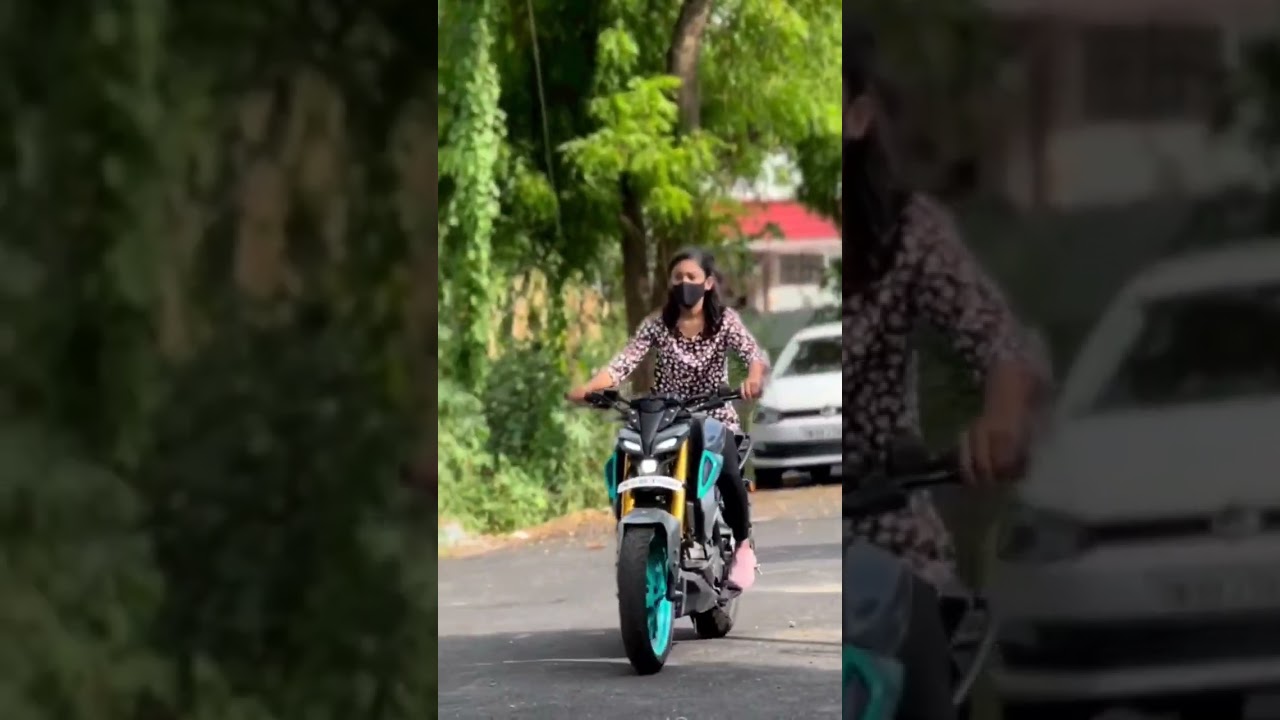 Cute girl moto stand #girl #motorcycle #shorts