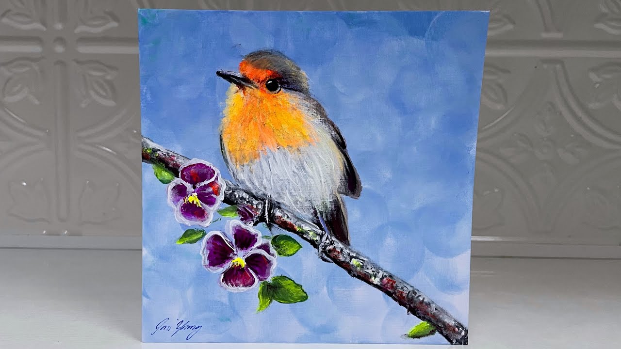How To Paint “LITTLE ROBIN” acrylic painting tutorial ~ step by step