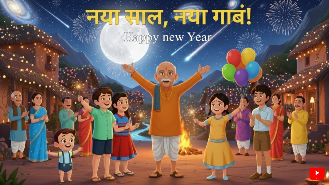नया साल, नया गाँव! | Happy New Year | Cartoon Story| Hindi Moral Story