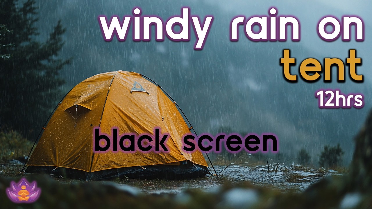 [Black Screen] Camping in Heavy Rain | Windy Rain on Tent - No Thunder | Rain Sounds for Sleeping