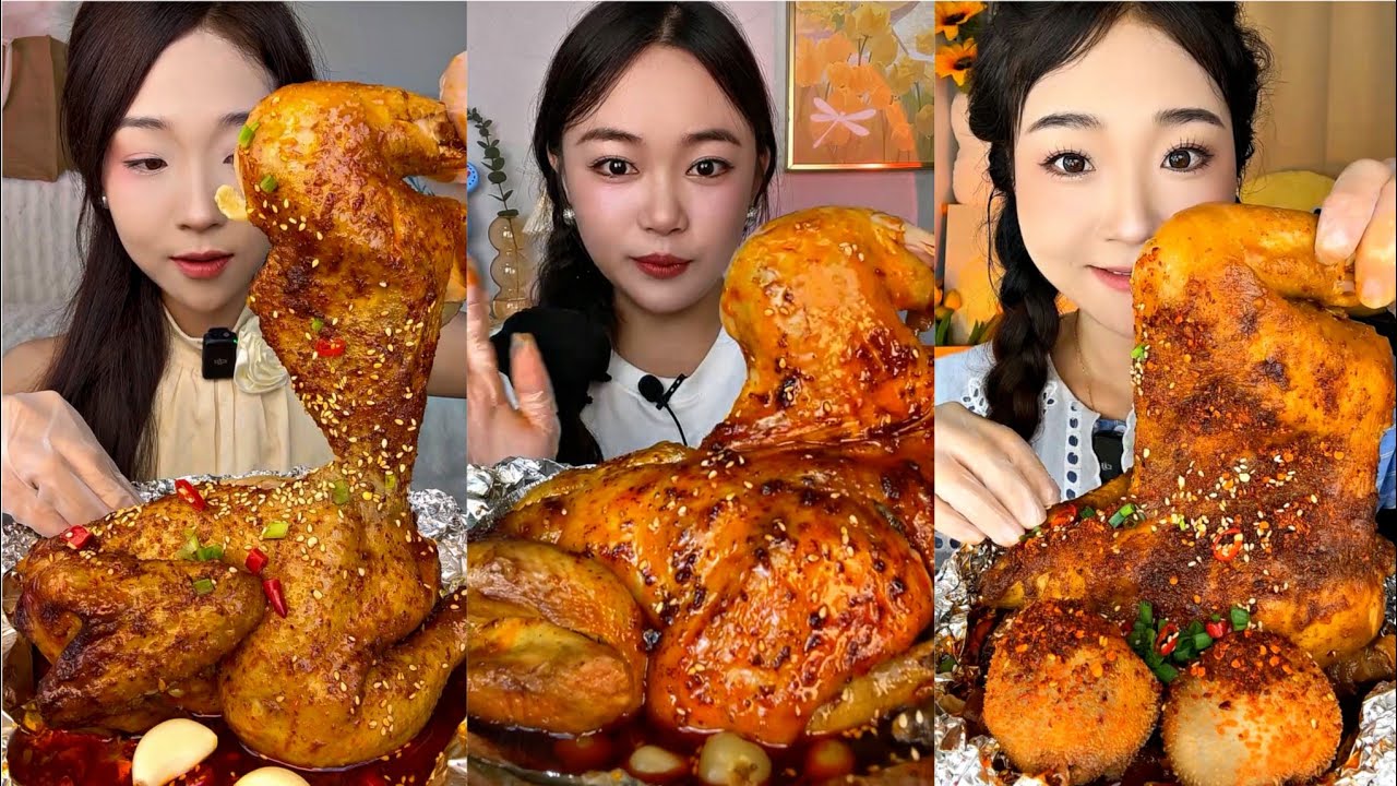 Eating Spicy Whole Chicken 🍗 ( eating chewy sounds ) Soslu Tam Tavuk Yeme ASMR