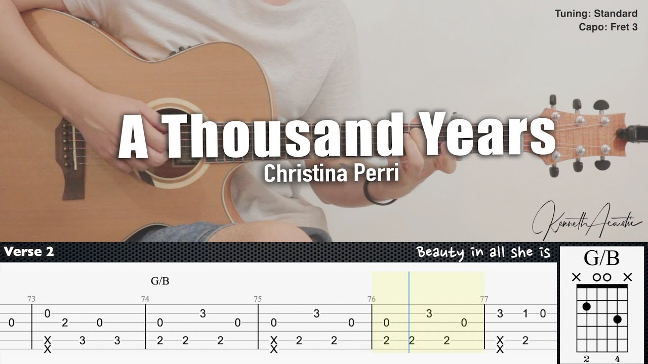A Thousand Years - Christina Perri | Fingerstyle Guitar | TAB + Chords + Lyrics