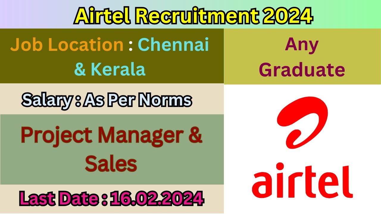 Airtel Recruitment 2024 | Women in Sales & Project Manager Posts | Fresher Jobs 👉TN GOVERNMENT JOBS