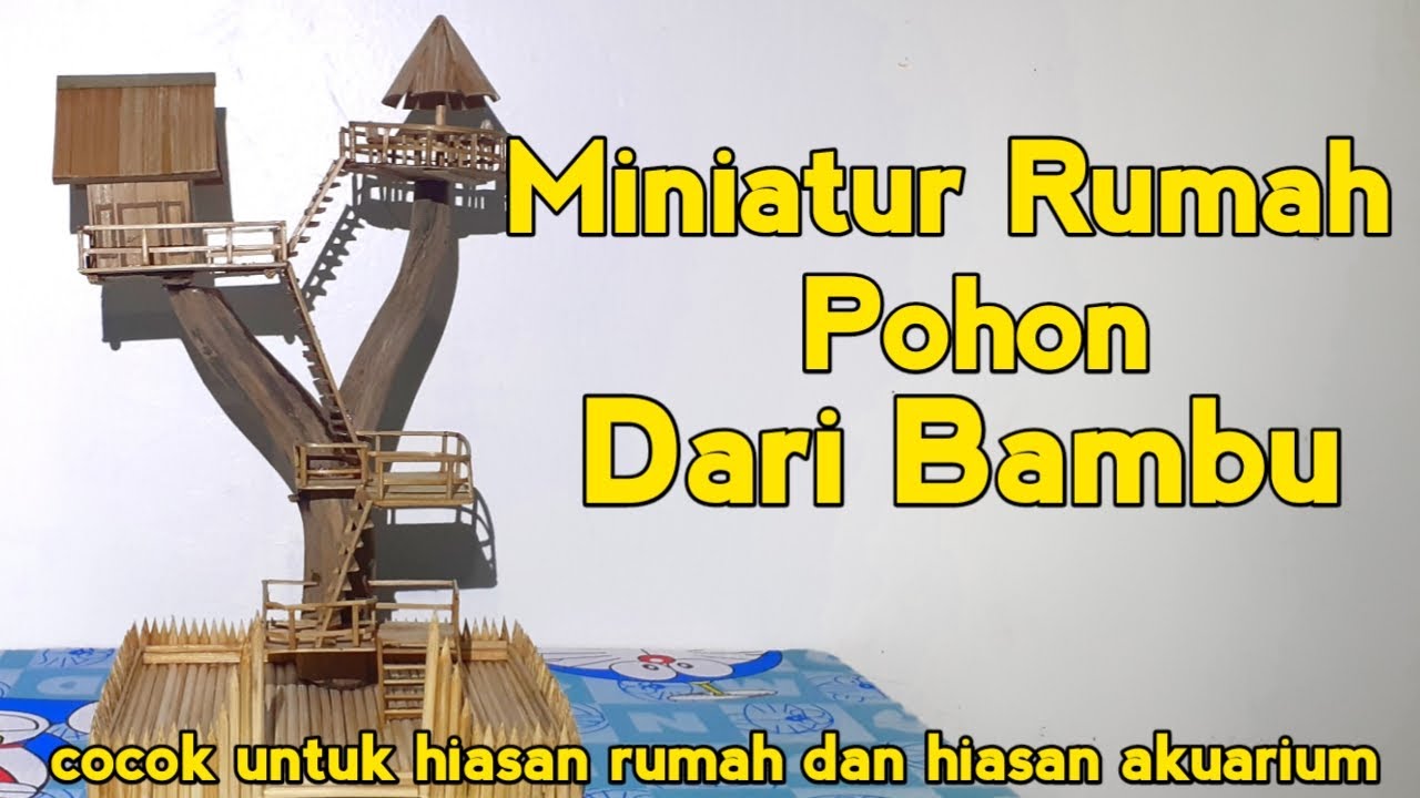 miniatur rumah dari bambu untuk hiasan rumah dan akuarium