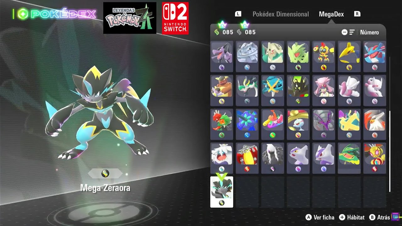 Megadex Dimensional completa. Leyendas Pokémon: Z-A