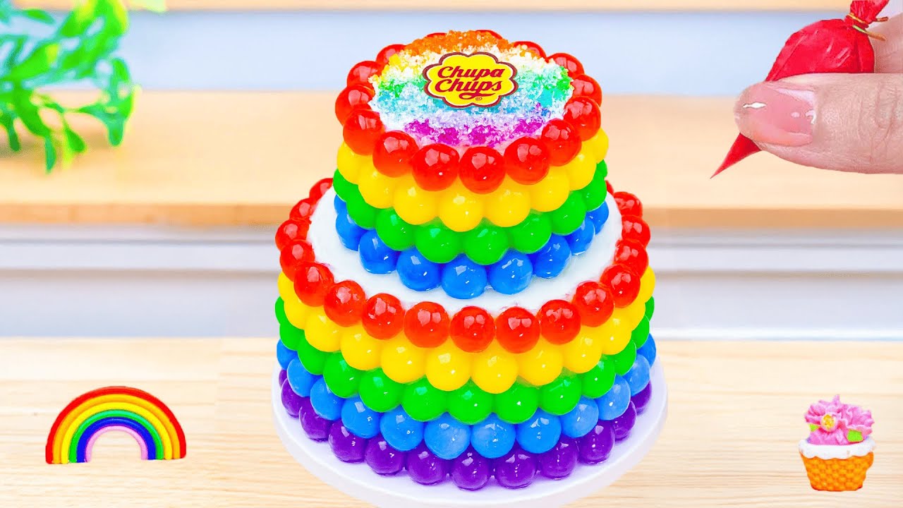 Mini Rainbow Cake Recipe With Chocolate💕How To Make  Yummy Miniature Coloful Chocolate Cake💕