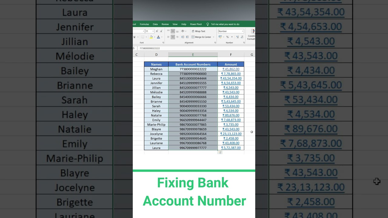 Excel Tips: How to Fix Bank Account Numbers for Better Data Analysis! #ExcelTips