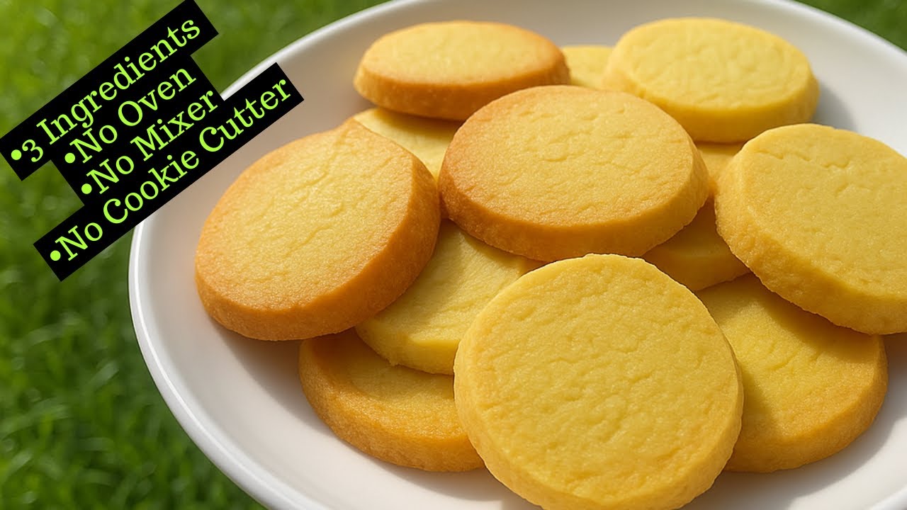 2 Ways To Make Cookies/Biscuits Without An Oven,Mixer & Cookie Cutter | 3-Ingredient No Bake Cookies