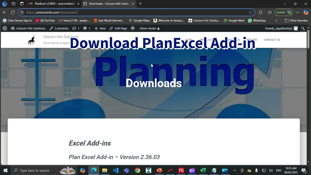 PlanExcel Installation