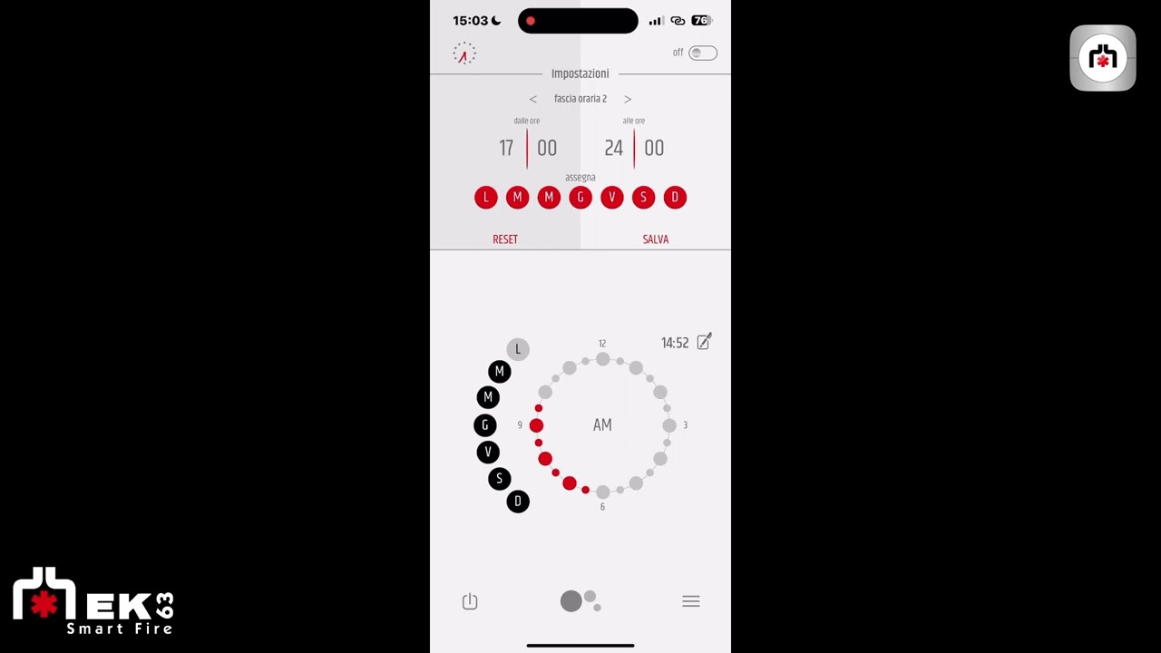 APP SmartEK63 - Programmazione Oraria