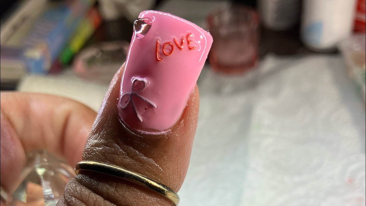Valentine’s Day duck nails using @dollartree products 