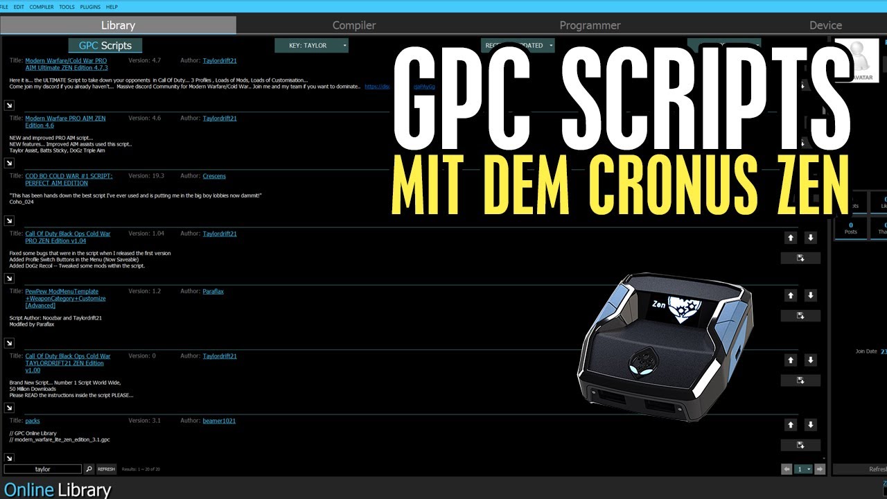 Cronus Zen Community Scripte (GPC Scripts) installieren - Tutorial deutsch