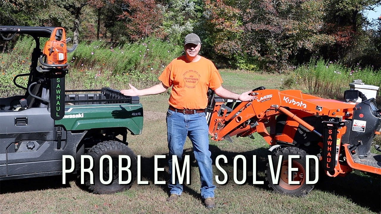 #118 Saw Haul Chainsaw Carrier for Tractors and Side By Sides. Kubota B2601 and Kawasaki Mule Pro MX