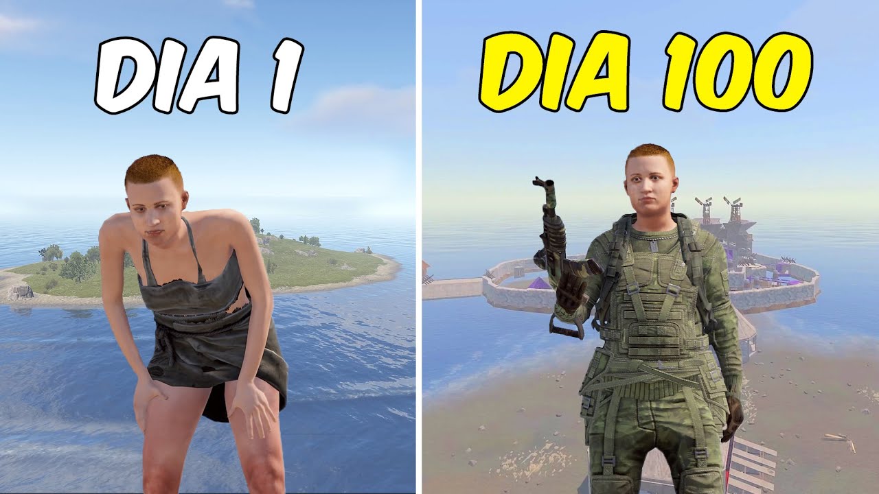 ¡SOBREVIVÍ 100 DÍAS EN UNA ISLA DESIERTA EN RUST! 😱🏝️