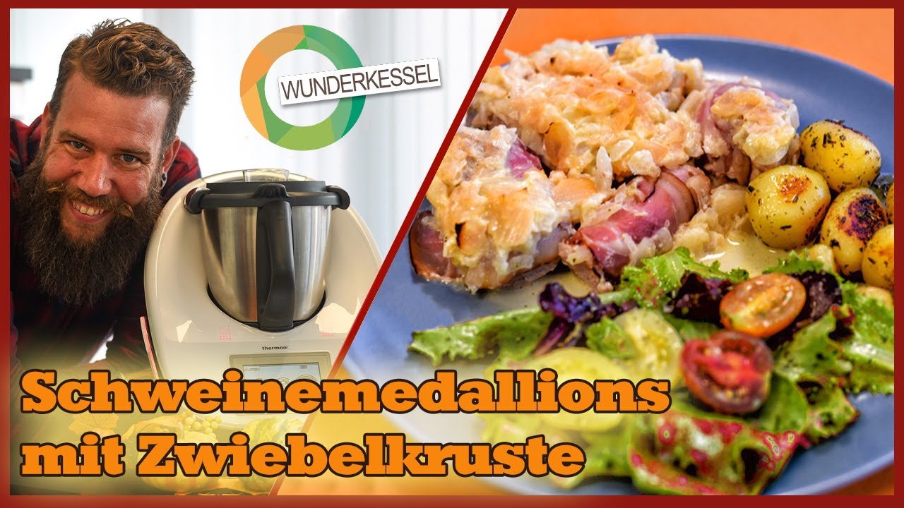 Schweinemedaillons mit Zwiebelkruste - Thermomixrezepte aus dem Wunderkessel