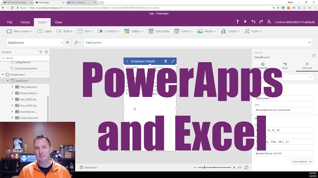 Learn to connect: PowerApps Excel Spreadsheet hosted in OneDrive