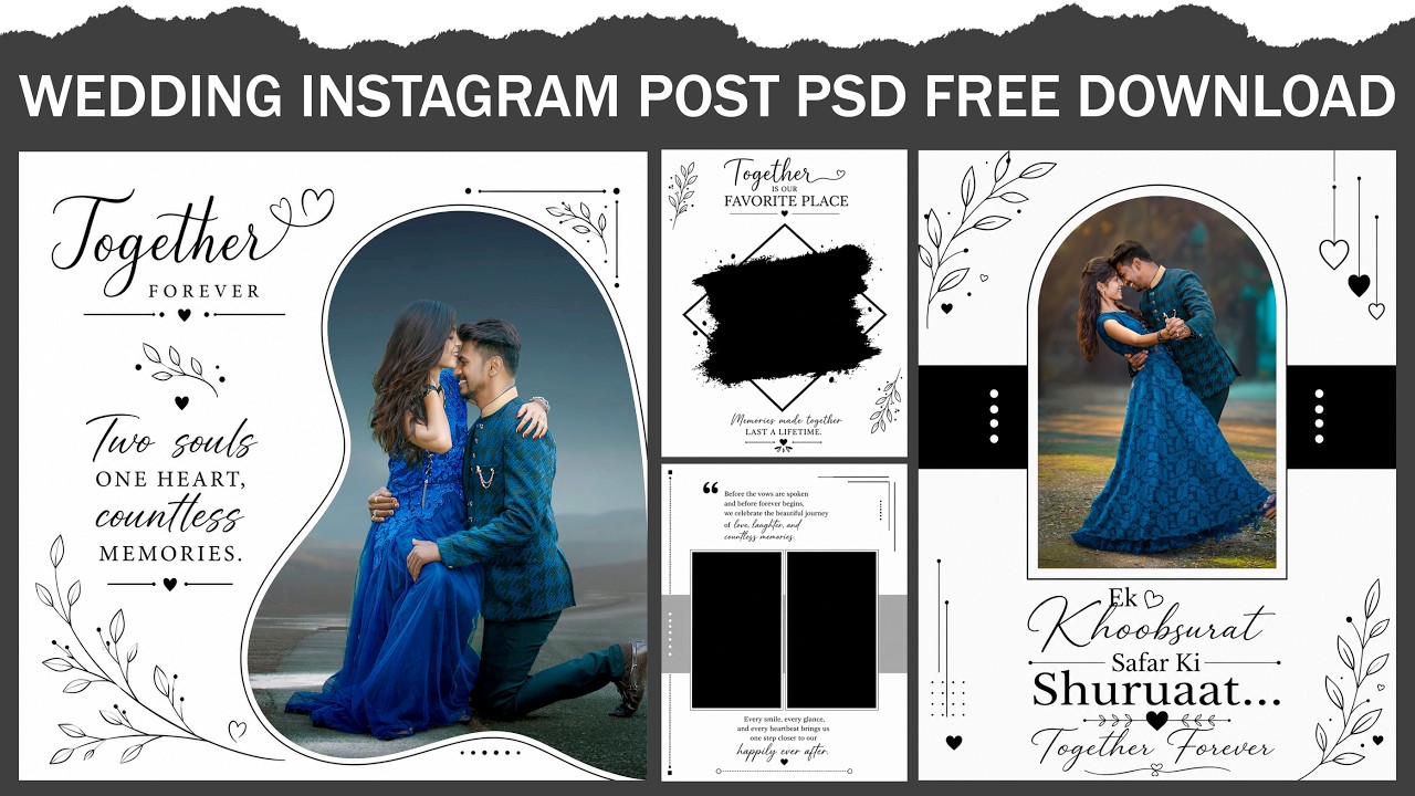 NEW Wedding Instagram Post PSD 2026 🔥 Free Download | Editable Photoshop Design