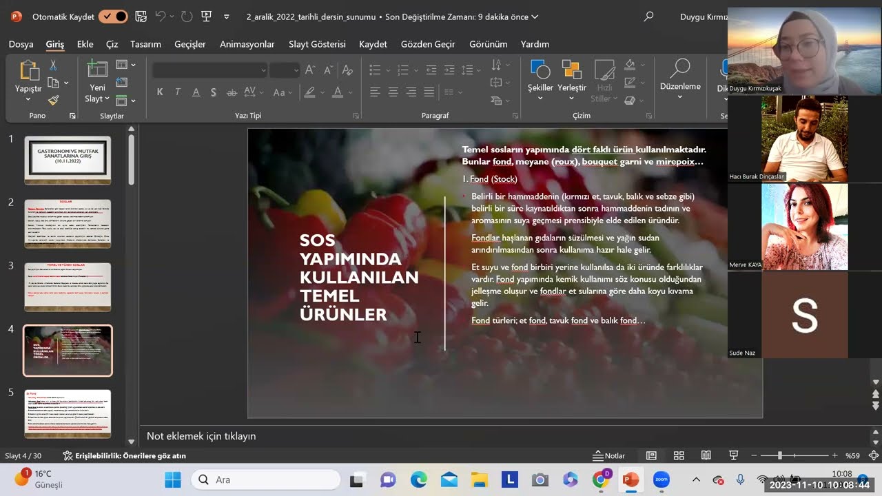 Gastronomi ve Mutfak Sanatlarına Giriş Dersi: Soslar 🔥
