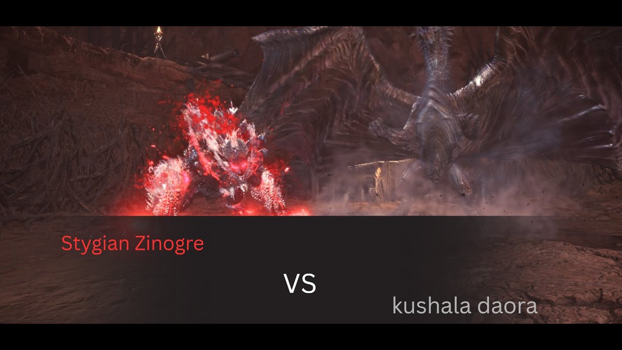(The Dragon Elements Battle) Stygian Zinogre vs kushala daora(MHW full fight/Turfwar)