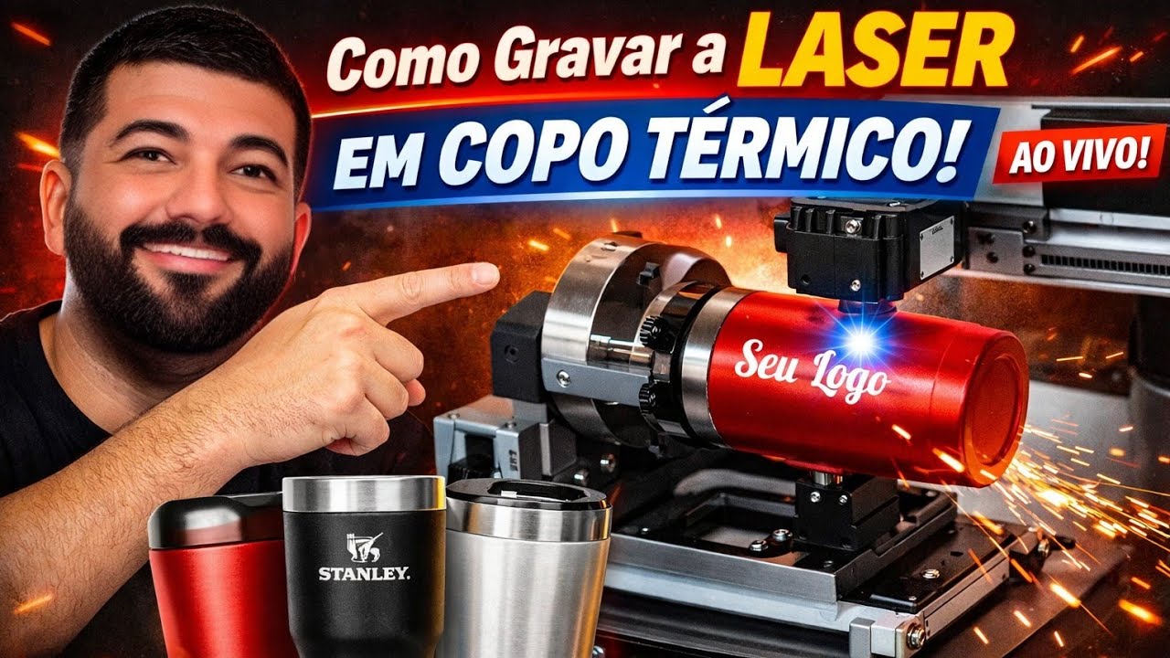 Como Fazer Gravação a Laser em Copo Térmico | Configuração Completa Ao Vivo #diy #gravaçãoalaser 