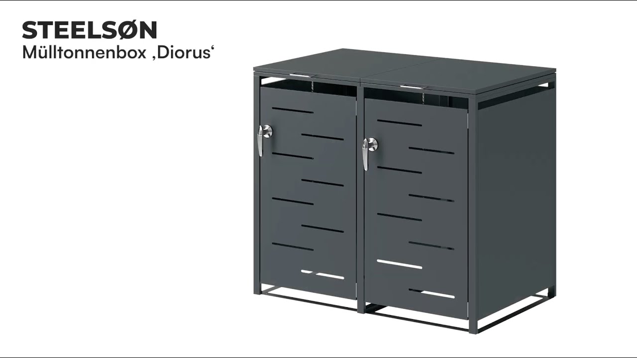 Aufbauvideo für STEELSØN Diorus Mülltonnenbox für 2 Tonnen
