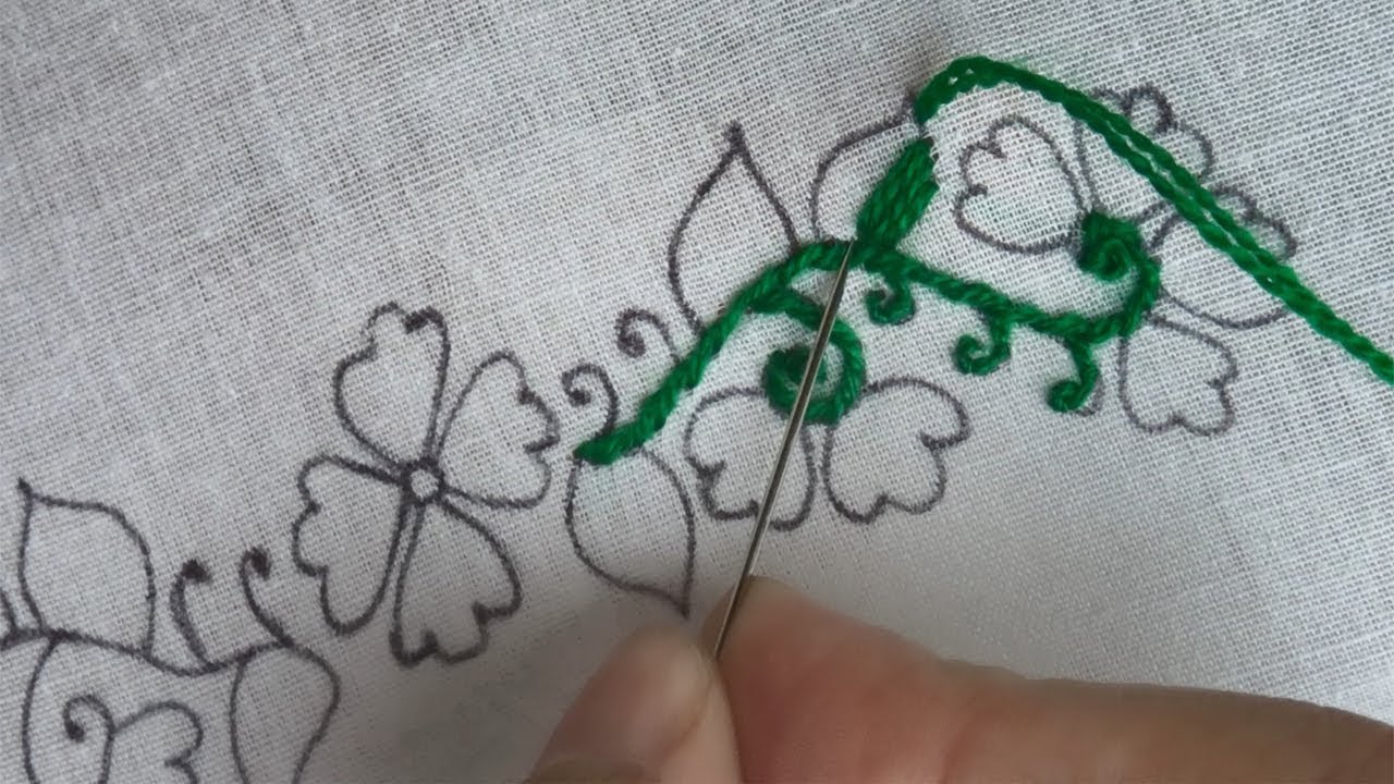 easy border design hand embroidery, hand stitches border design for dress