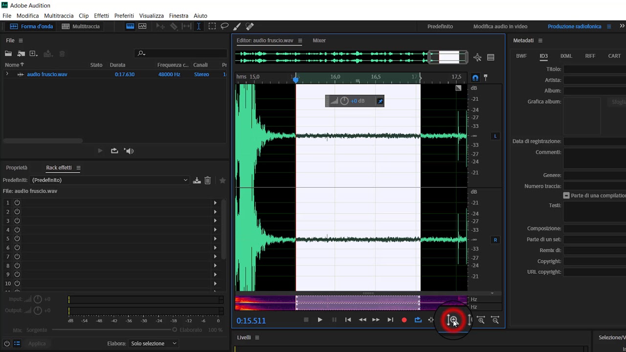 Come rimuovere il fruscio da un audio con Audition