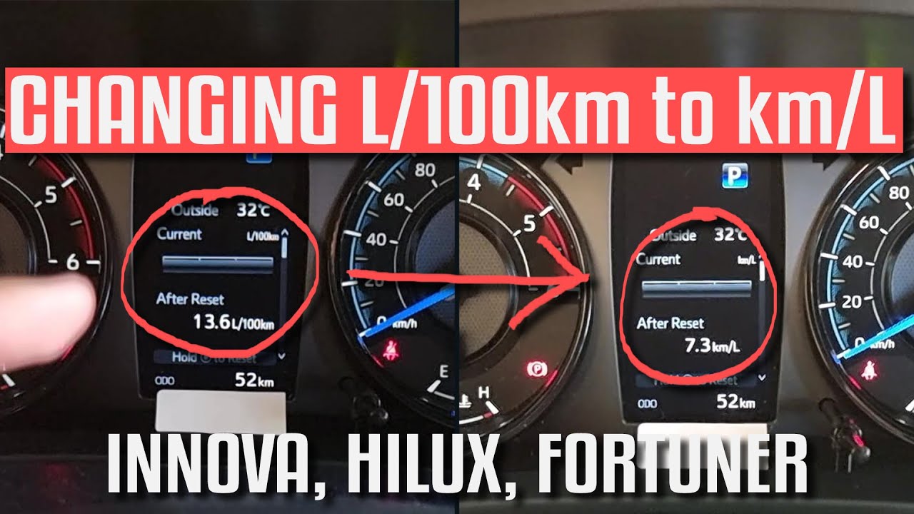 Change Average Fuel Consumption Unit from L/100km to k/L in Toyota Hilux & Fortuner
