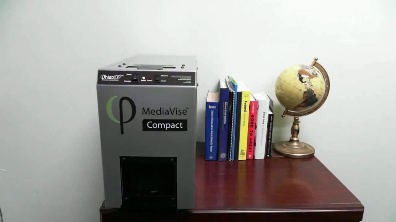 Manufacturer Video of the Phiston MediaVise Compact Hard Drive Media Crusher with Chute