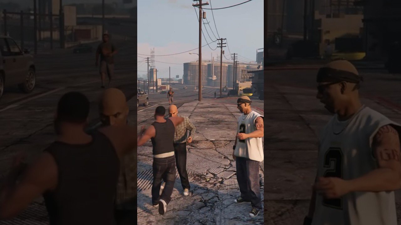Fighting gang members with Lamar #gta5 #gta #funny #gaming