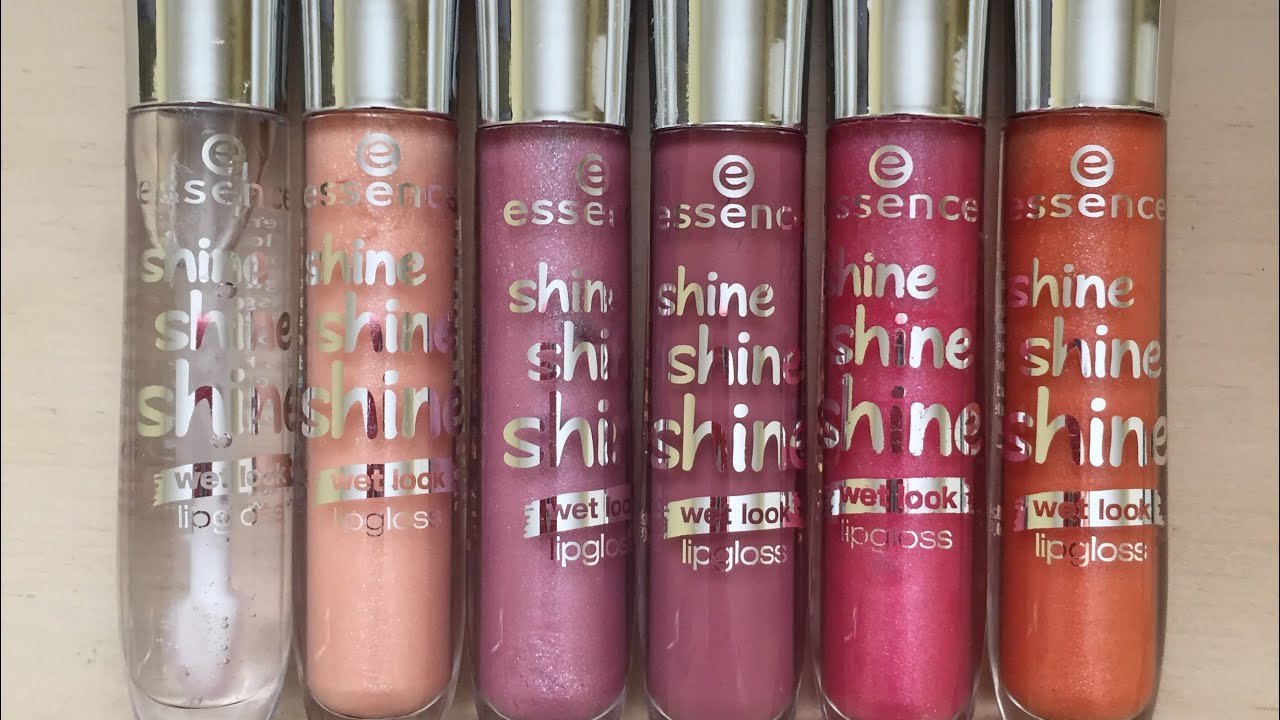 Essence shine shine lip gloss swatches “medium skin tone"