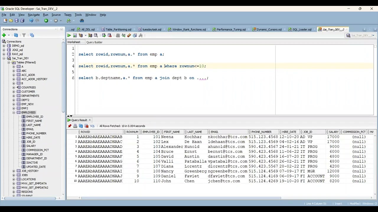 RowID and Rownum in oracle with realtime examples