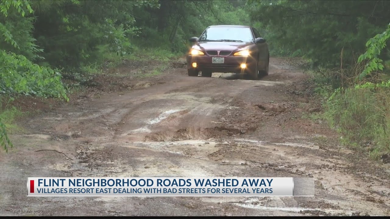 Flint neighborhood roads washed away