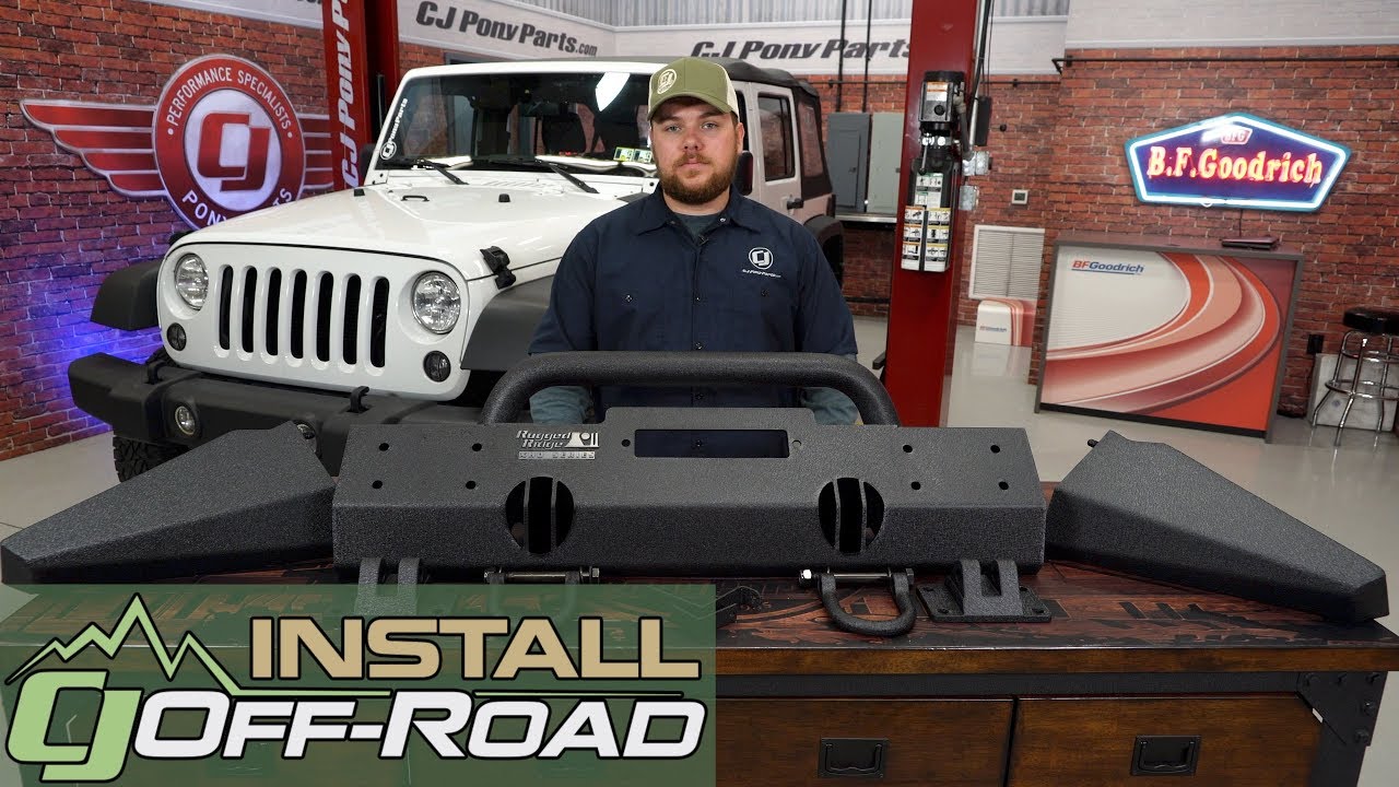 Jeep Wrangler JK Rugged Ridge Front Bumper XHD w/Winch/Over Rider/Standard Ends 2007-18 Installation