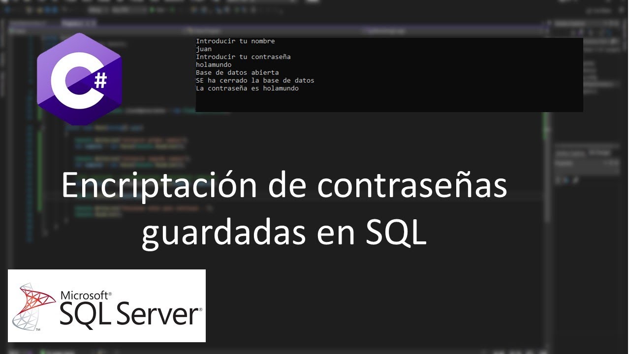Tutorial C# Encriptado de contraseñas SQL