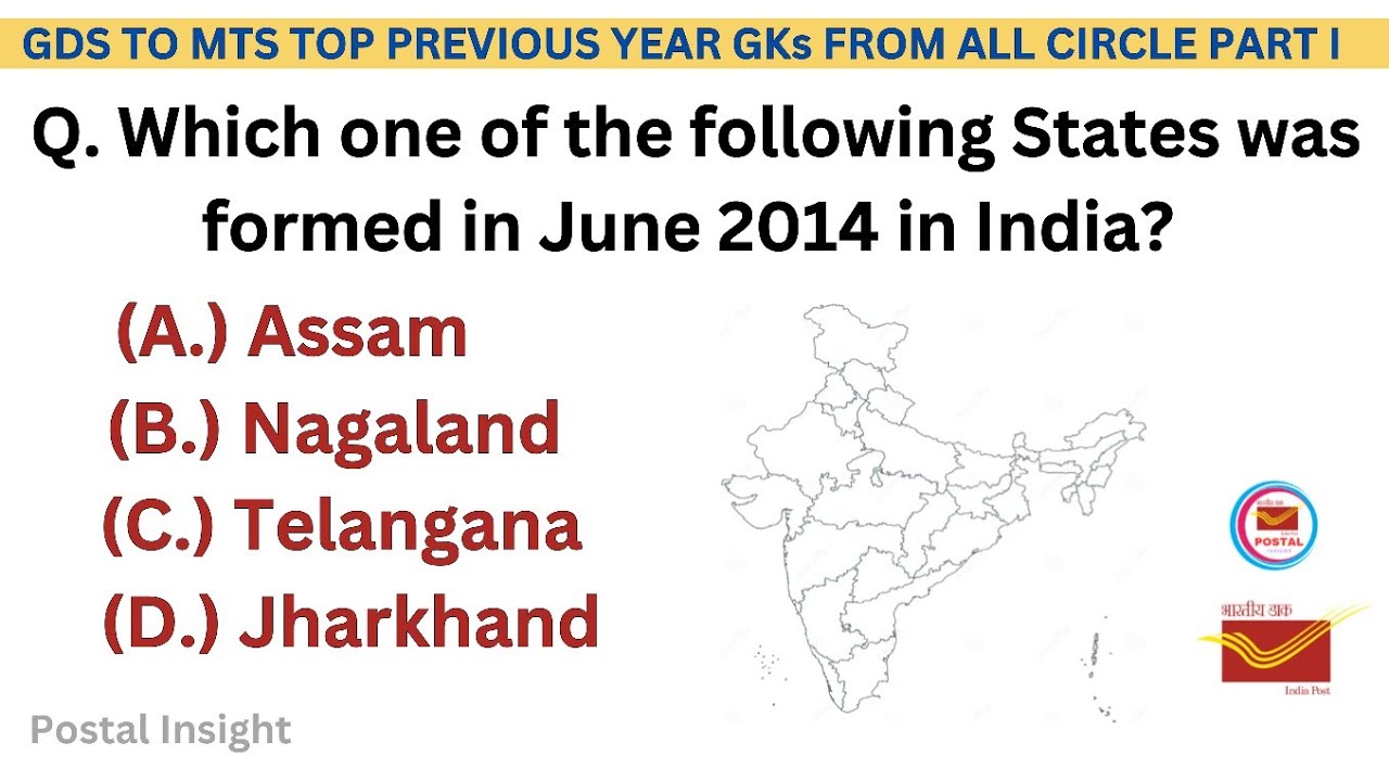 GDS TO MTS TOP PREVIOUS YEAR GKs FROM ALL CIRCLES PART I | General Knowledge | Postal Insight