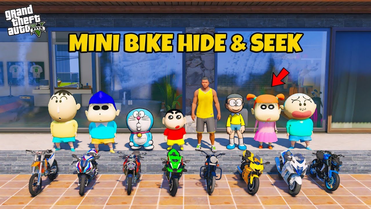 Shinchan & Franklin Play Mini Rc Bike Hide and Seek With School Friends in GTA 5