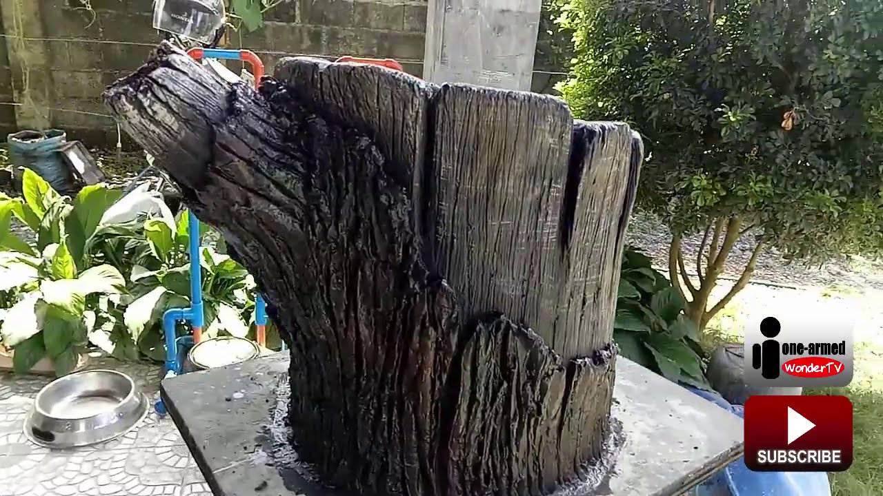 DIY CEMENT TREE STUMP POT#3 / CONCRETE TREE STUMP POT FOR GARDEN BEAUTIFICATION