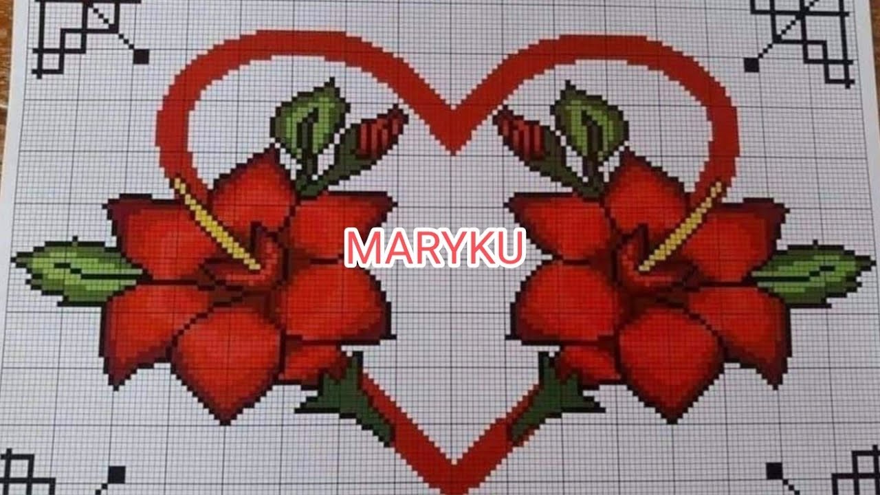 GRÁFICOS EN PUNTO DE CRUZ , DISEÑOS DE CORAZONES FLORALES TE FASCINARÁN/MARYKU 💐🌻🥀🌿🌹