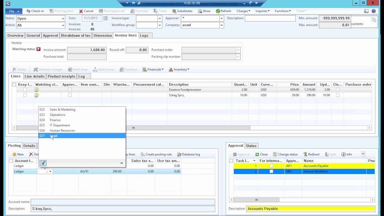 Columbus Invoice Workflow - How to split cost invoices