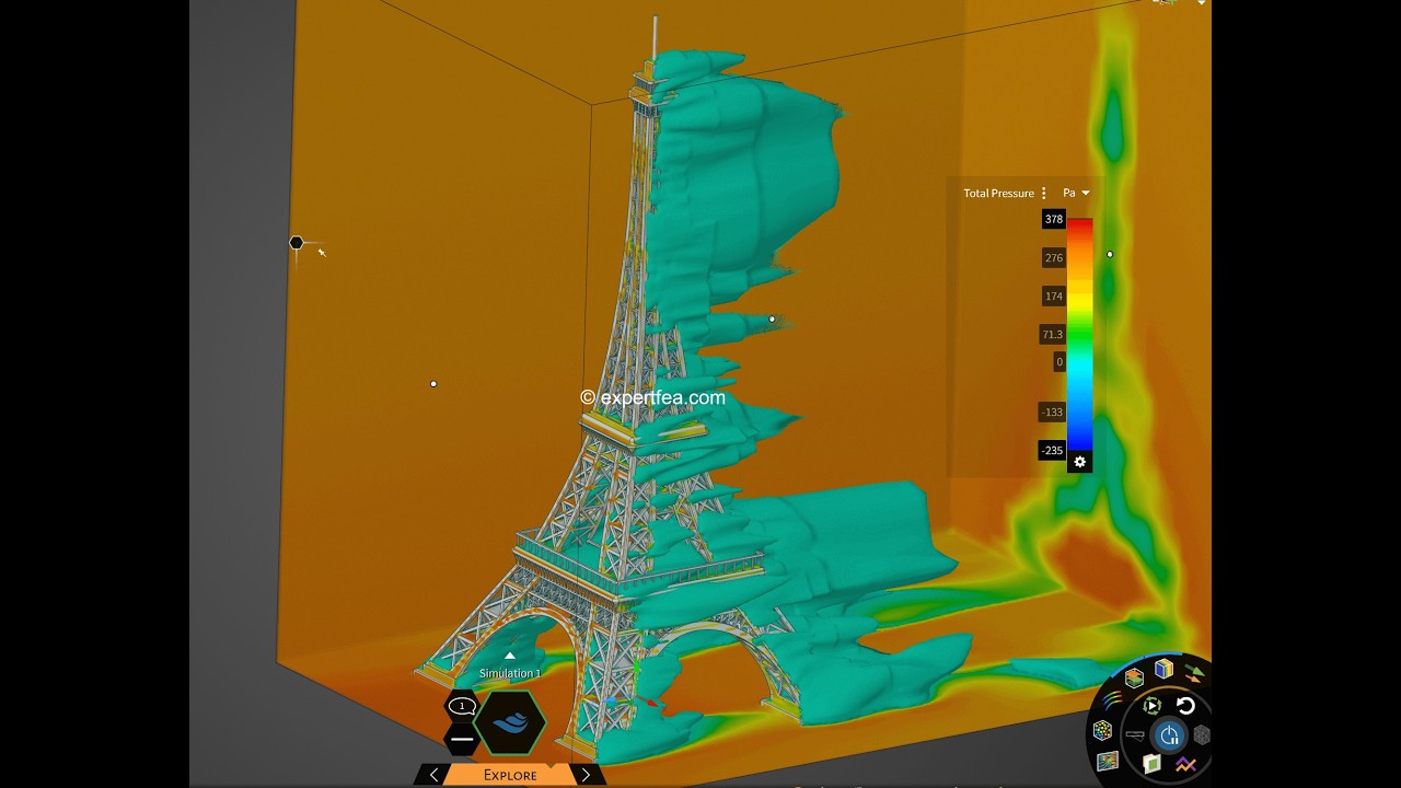 CFD Fluid Mechanics Simulation of the Winds Around Eiffel Tower - ANSYS Discovery CFD